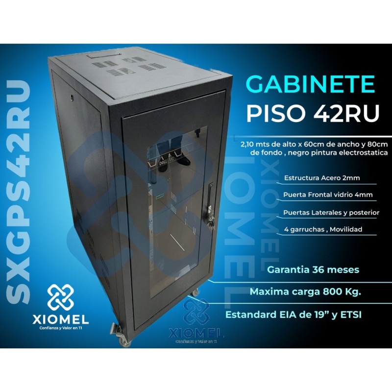 Gabinete de Piso 42RU 2.10 mts x 0.60 x 0.80 mts de fondo 4 Ruedas